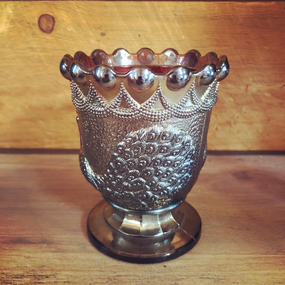 Unique Peacock Carnival Glass